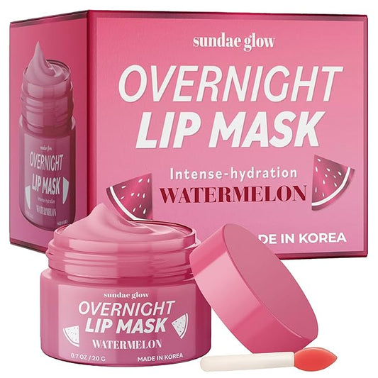 Watermelon Lip Mask - Dermatologist Tested, Anti-Aging, Korean Skin Care, Deep Hydration, Overnight Lip Repair - Vegan, Clean Beauty, 95% Natural, Cruelty-Free - 1 Pack-BrightBean Baby