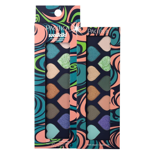 Pacifica Eyeshadow Palette – Waikiki Mineral Eyeshadow, Blendable Shimmer & Matte Shades w/Velvet Matte, Shimmer & Metallic, Cocoa Butter Infused, Talc-Free, Vegan & Cruelty-Free, 0.24 oz 10 Shades-BrightBean Baby