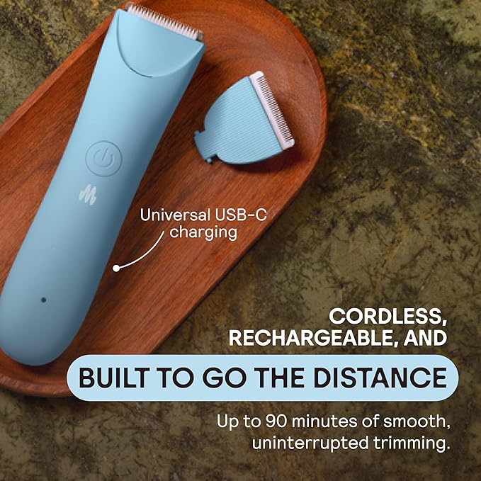 MERIDIAN Slimmer Trimmer – Electric Razor for Women, Bikini Line & Pubic Hair Trimmer, Rechargeable & Waterproof, Painless, Flawless Shave for Sensitive Skin, Gentle, Quiet & Travel-Friendly, Sky-BrightBean Baby