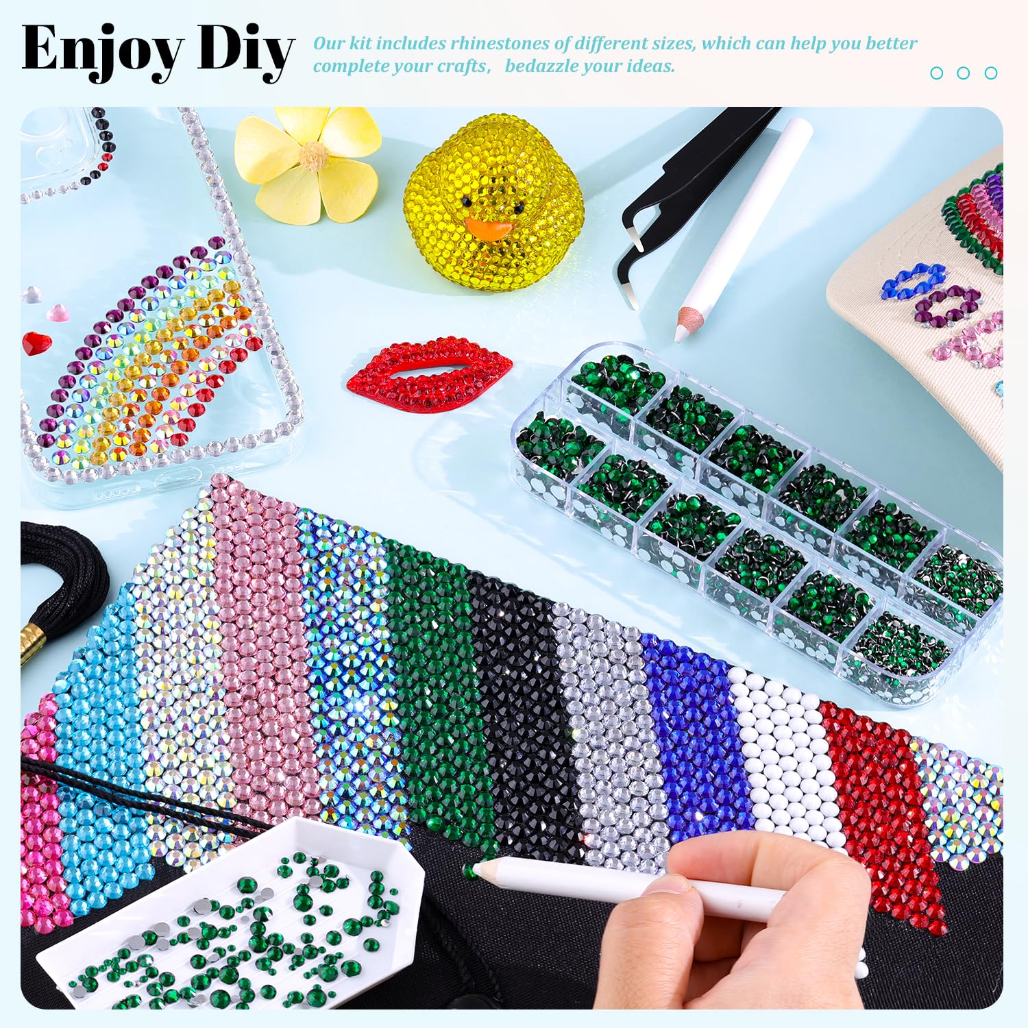 6100Pcs Resin Rhinestones for Crafting with 2Pcs 10ml B7000 Jewelry Glue, 1 Box Flatback Crystals Diamond (Emerald Green) for Bedazzling Crafts DIY Nail Art Non Hotfix Gems for Clothing Shoes-BrightBean Baby