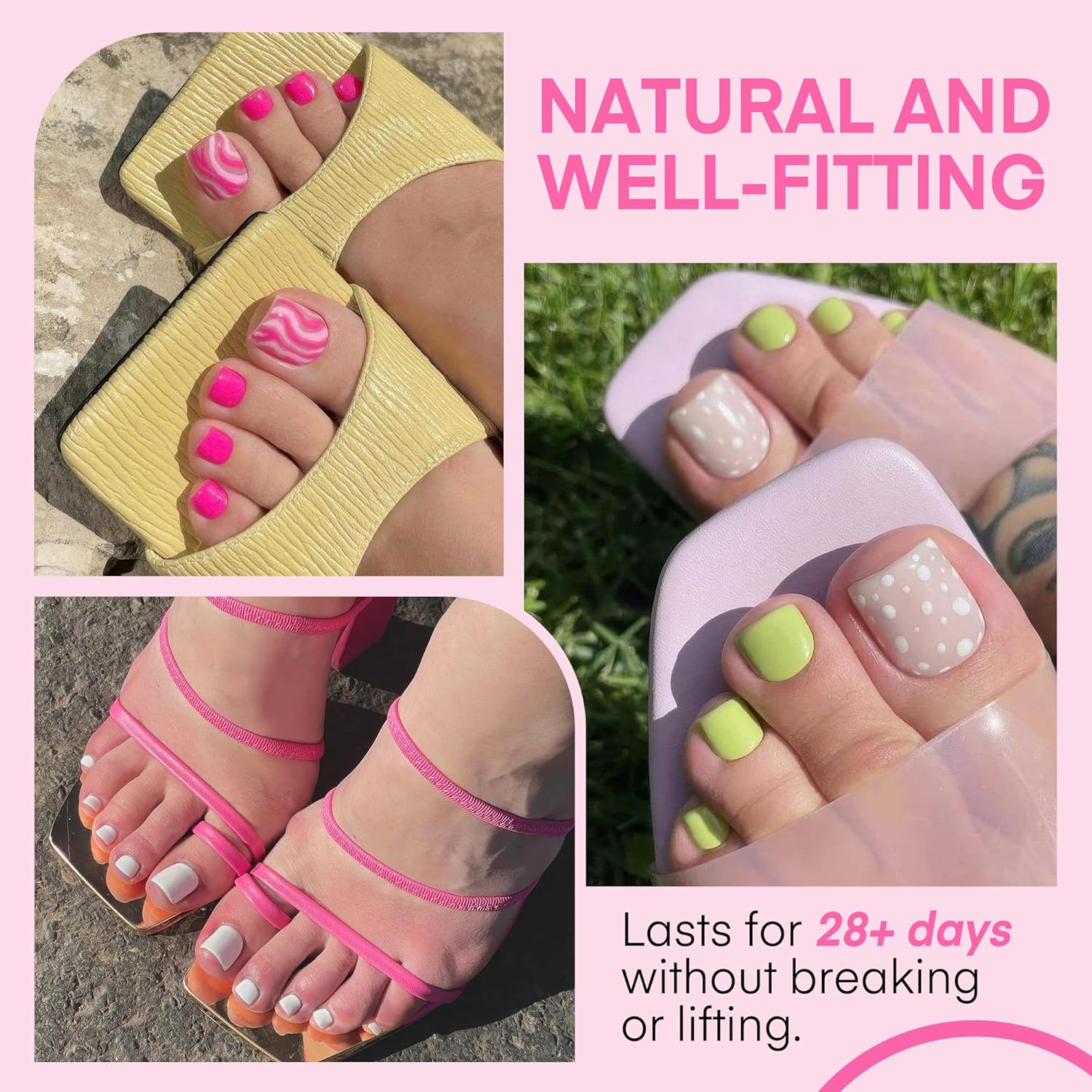 UNA GELLA Square Toe Nail Tips For Big Toe, 504Pcs 15Sizes Soft Gel Full Cover Toe Nail Tip Pre-buff Fake Acrylic Toe Nail Press Ons Soak Off Pedicure For Nail Extensions Home DIY Nail Salon-BrightBean Baby