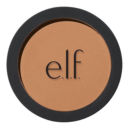 e.l.f. Primer-Infused Bronzer, Long-Lasting, Lightweight & Buildable Powder Bronzer, Delivers A Matte Finish, Vegan & Cruelty-Free, Catching Rays-BrightBean Baby