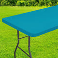 homing Rectangle Table Cloth Cover, Waterproof Polyester Elastic Fitted Tablecloth, Fits for 8 Foot Folding Tables, Washable Table Protector for Picnic, Camping, Outdoor (Teal, 36" x 96")