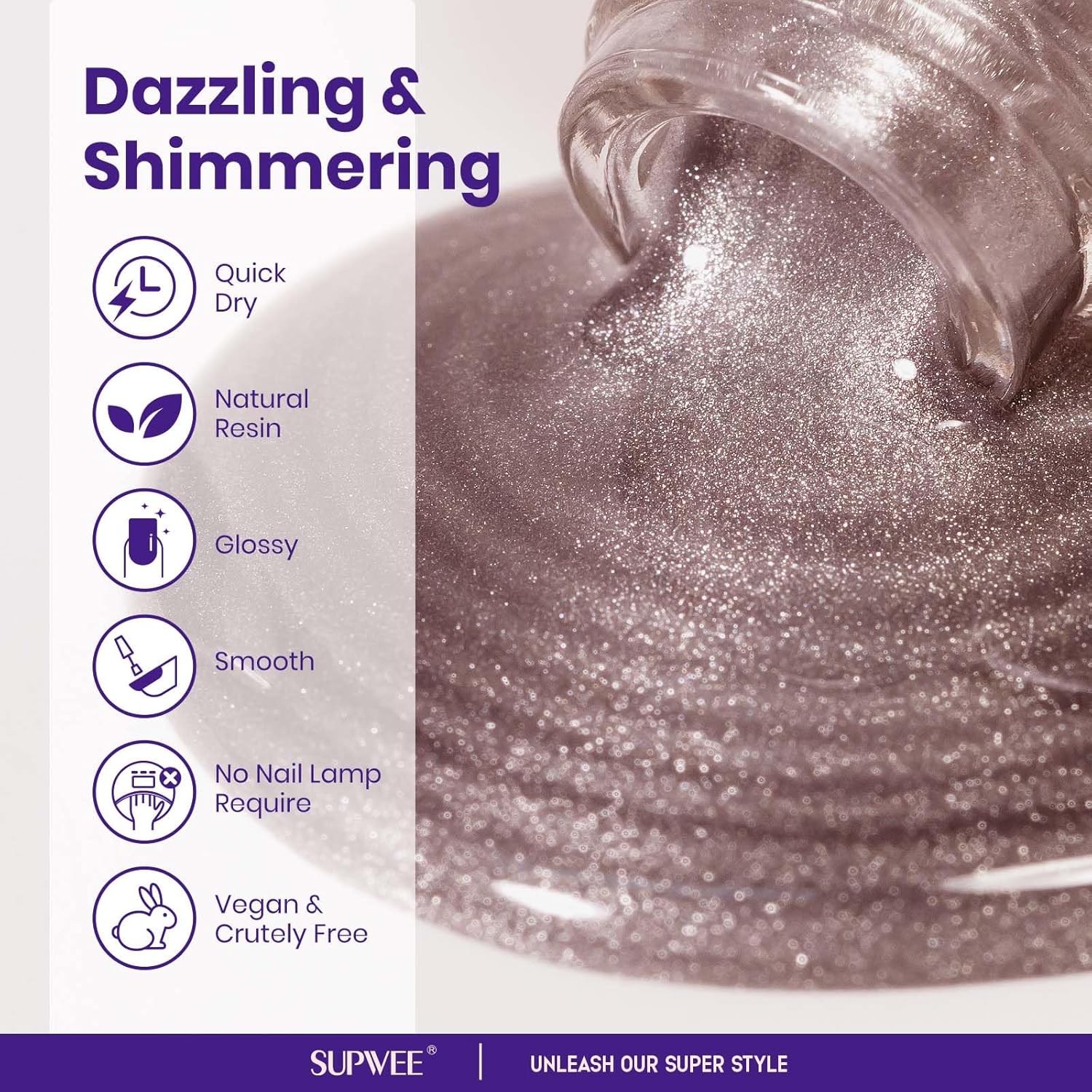 magnetic nail polish non gel, Nude Cat Eye Nail Polish Non Gel, Shimmer Glitter with Magnet, High Glossy, Fingernail Air Dry Fast, Manicure DIY, Salon Fall Colors-BrightBean Baby