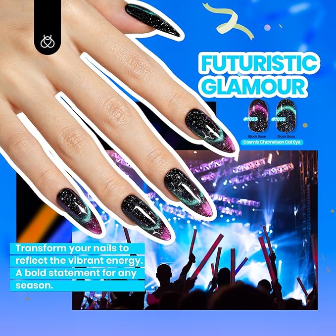 Beetles Cat Eye Gel Nail Polish Set-36 Colors Red Purple Brown Green Burgundy Magnetic Gel Nail Polish with Base Gel Glossy Matte Top Coat Magnet,Soak off UV Nail Gel DIY Nail Art Gift for Women-BrightBean Baby