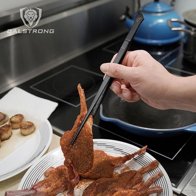 Dalstrong Professional Food Tweezers and Kitchen Tongs Set-2pc(6.5" & 10")-High-Precision, Black Titanium Coating, Multi-Use, 304 Stainless Steel-Gift Perfect for Culinary