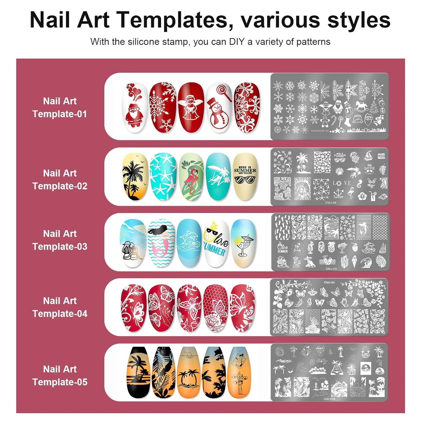 Nail Art Stamper Clear Silicone Nails Stamping Jelly with Scraper Transparent Visible Body DIY Manicure Nail Art Tool B-BrightBean Baby