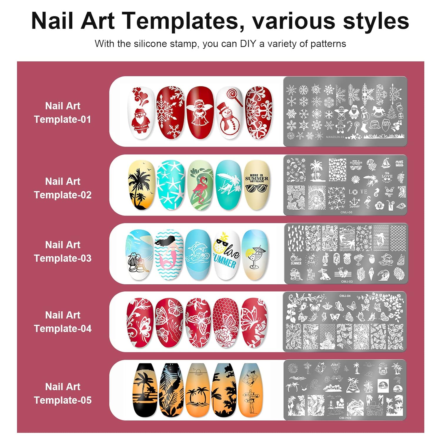 Nail Art Stamper Clear Silicone Nails Stamping Jelly with Scraper Transparent Visible Body DIY Manicure Nail Art Tool B-BrightBean Baby