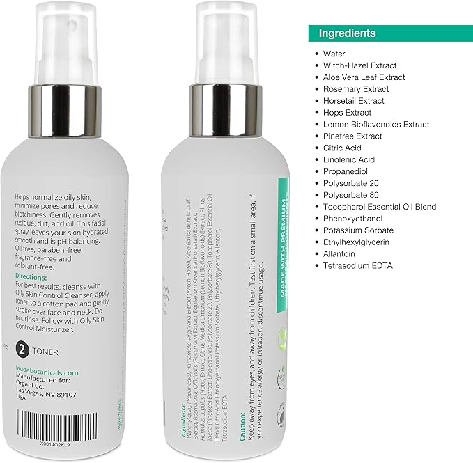 LAUDA BOTANICALS Vitamin C Facial Toner Spray, Hydrating Skin Balancing, Refreshing Pore Minimizer with Organic Witch Hazel, Aloe Vera, Anti Aging Antioxidants for Combination & Oily Skin, 4 Oz-BrightBean Baby