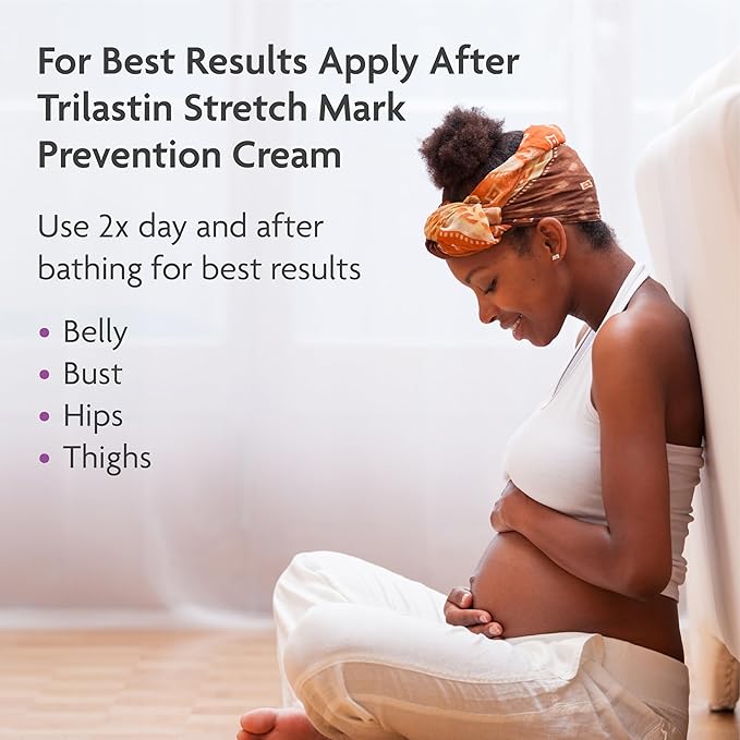 TriLASTIN Belly Oil (3.4oz), Stretch Mark Oil, Belly Oil for Pregnant Women, Serum for Scars and Stretchmarks, Body Oil, Paraben-Free and Hypoallergenic-BrightBean Baby