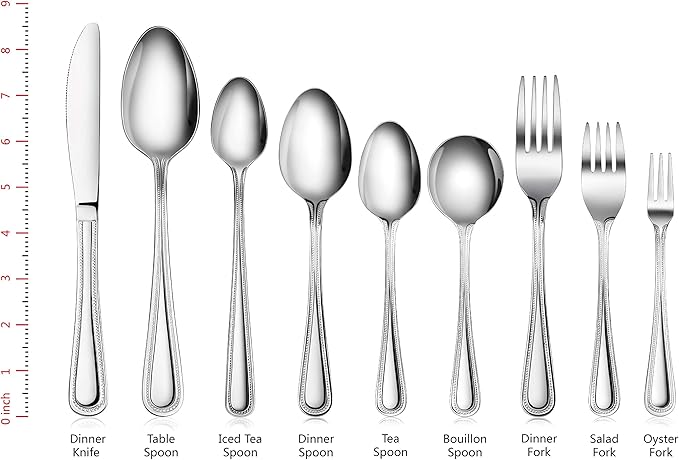 New Star Foodservice Stainless Steel Iced Tea Spoons - 7.2 Inch Bead Pattern Set of 12