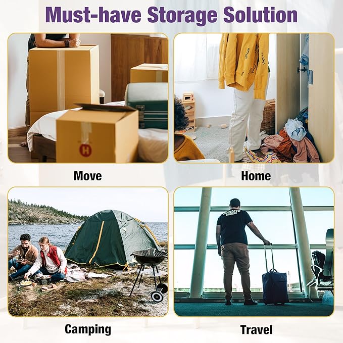 HIBAG Vacuum Storage Bags, 10-Pack Vacuum Seal Bags for Clothing Clothes, Space Saver Bags (2 Jumbo, 2 Large, 2 Medium, 2 Small, 2 Roll-up) with Pump (10-Combo)-BrightBean Baby