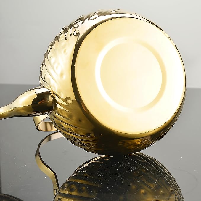 SANQIAHOME 2000ml stainless steel antique style teapot,with Infuser, thickened boiling kettle, lifting handle,Gold