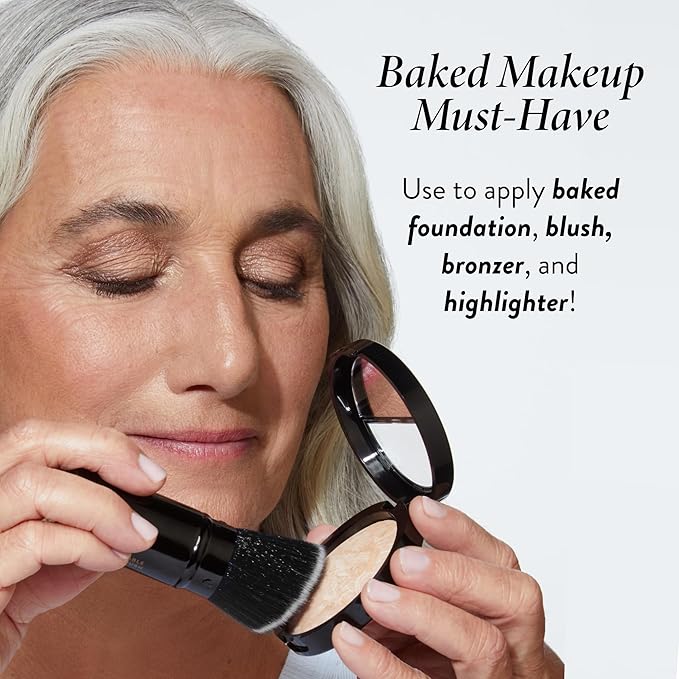 LAURA GELLER NEW YORK Baked Balance-n-Brighten Foundation with Kabuki Brush Makeup Set, Golden Medium-BrightBean Baby