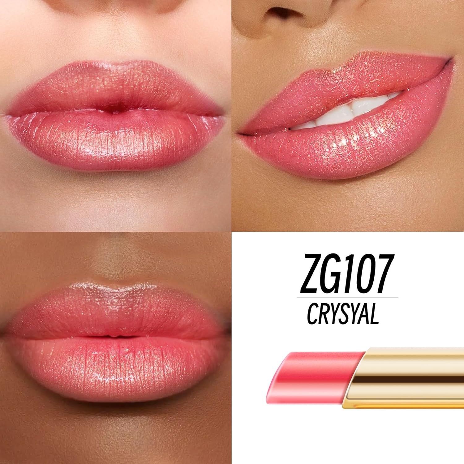 Peach Pink Lipstick Moisturizing for Women Shimmer Tinted Lip Balm Hydrating Nourishing Lip Gloss Vegan& Cruelty Free Lip Makeup, ZG107 Candy-BrightBean Baby