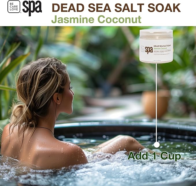 BCL SPA Dead Sea Salt Soak - Bath Salt with Organic Jasmine + Coconut, Shae Butter, Arnica, Aloe Vera Juice, Chamomile, Argan Oil & Jojoba Oil Skin Exfoliator - Home/Professional Use 16 fl oz-BrightBean Baby