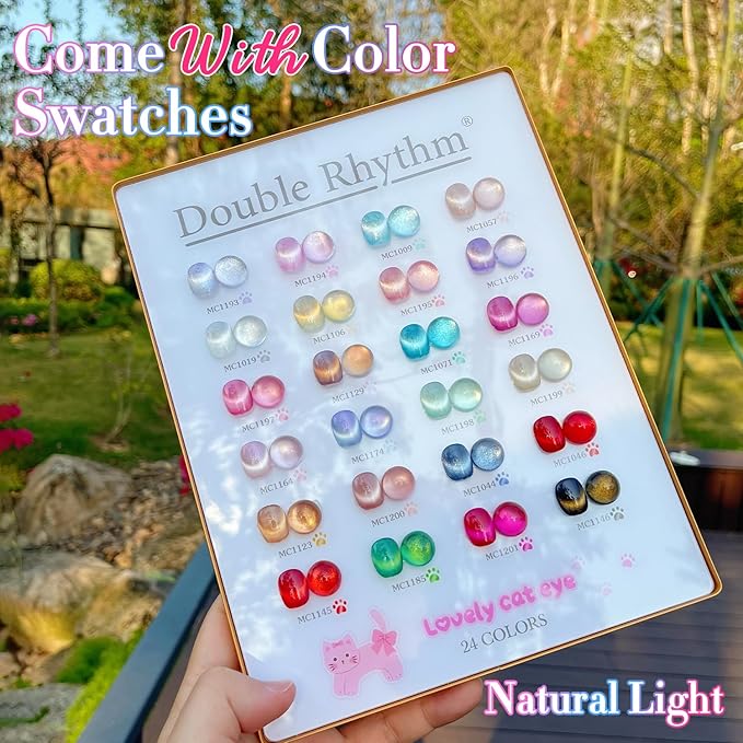 Double Rhythm 28Pcs 0.5Oz Cat Eye Gel Nail Polish Set Same Color Same Bottle Soak Off Magnetic Gel Polish Kit Nail Art Manicure Salon DIY at Home (Silver Gold Red Black-T24-7)-BrightBean Baby