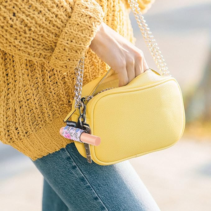 6 Pack Lip Balm Holder, Compact Clip-On Chapstick Holder Premium Release Clip Neoprene Sleeve Lip Balm with Clip Fits Most Standard Lip Balm-BrightBean Baby