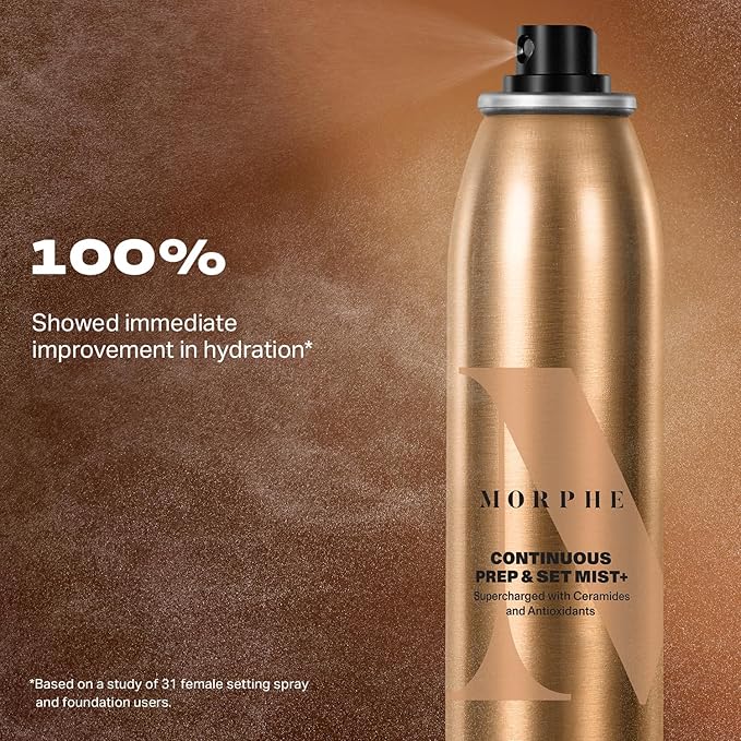 Morphe Mini Continuous Prep & Set Setting Spray - Travel Size Setting Spray for Makeup - Micro-Fine Face Mist Enriched with Ceramides to Help Hydrate, Nourish & Strengthen Skin Barrier (1.3 oz)-BrightBean Baby