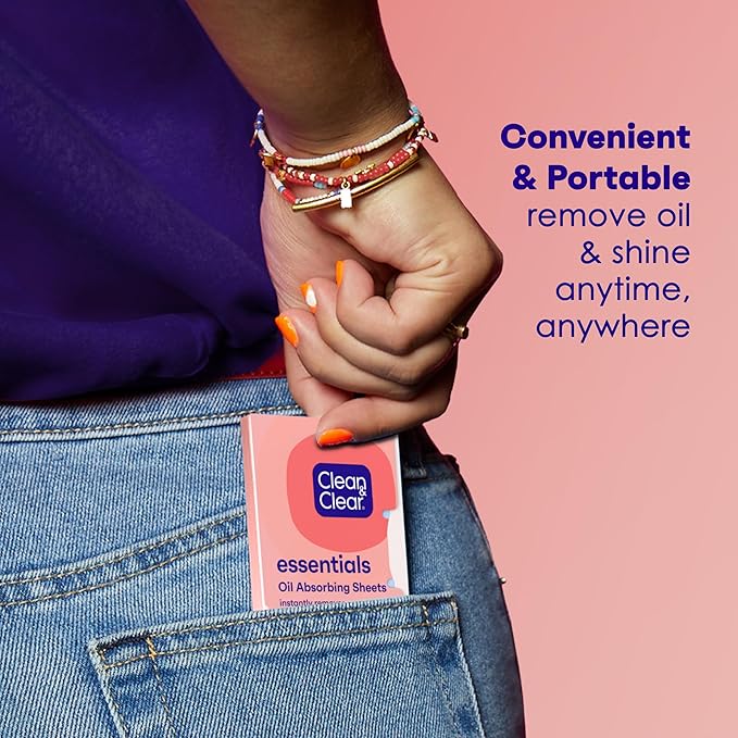 Clean & Clear Oil Absorbing Facial Sheets, Portable Blotting Papers for Face & Nose, Absorbing Blotting Sheets for Oily Skin to Instantly Remove Excess Oil & Shine, 3 x 50 ct-BrightBean Baby