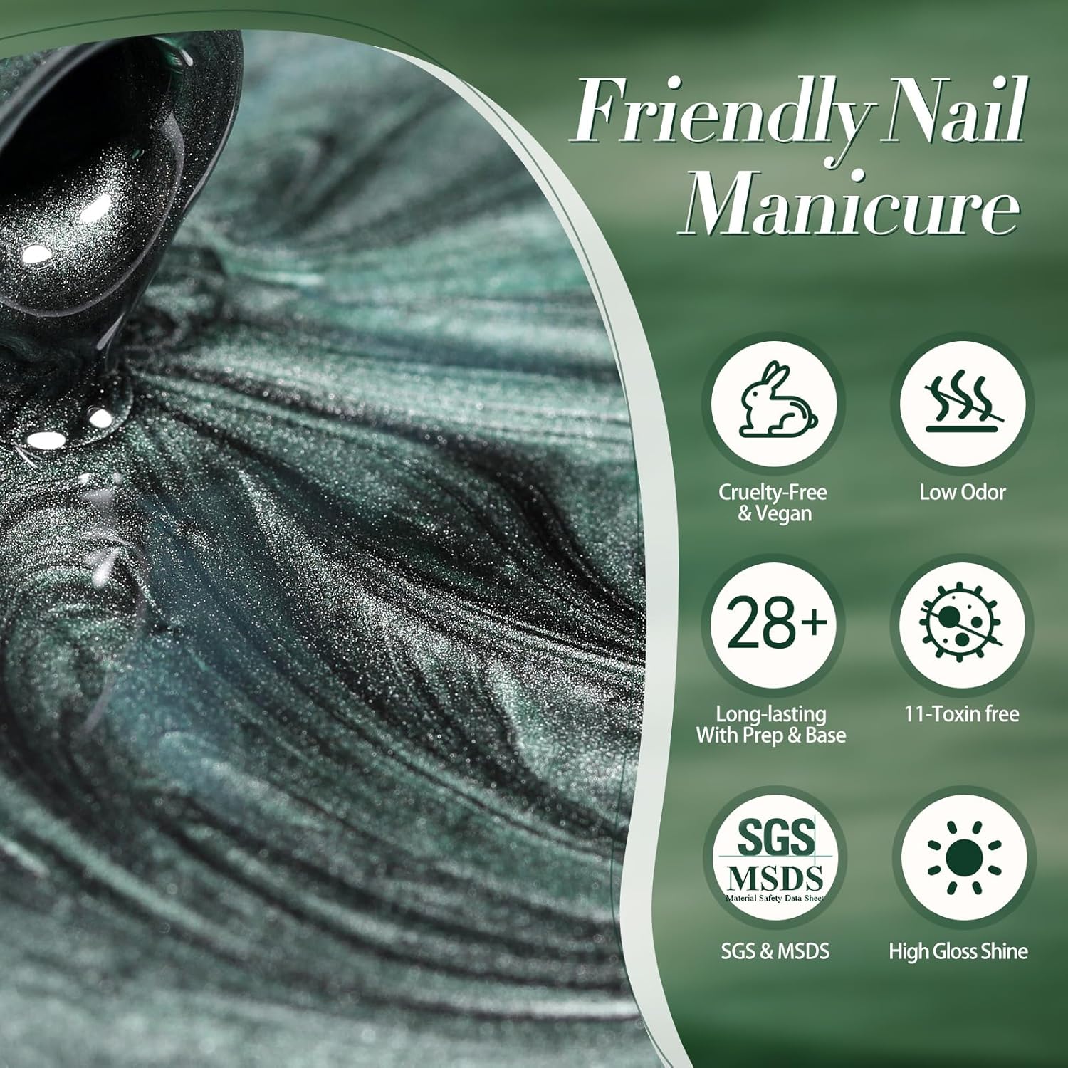 Born Pretty Cat Magnetic Gel Nail Polish, Retro Green Gel Polish Crystal Cat Holographic Magnetic Nail Polish Nail Art Manicure Salon DIY at Home 15ML-BrightBean Baby