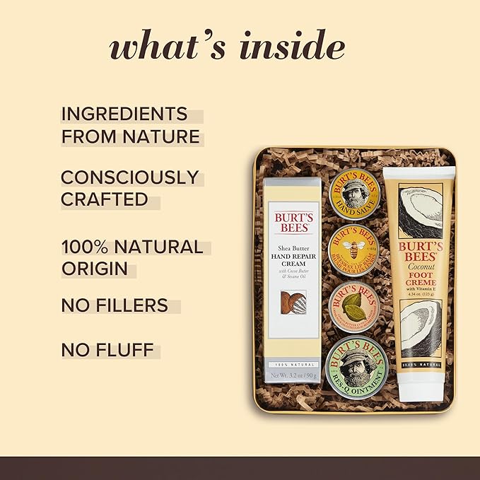 Burt's Bees Back to School Gifts Ideas, 6 Dorm Body Care College Dorm Products, Classics Set -Original Beeswax Lip Balm, Cuticle Cream, Hand Salve, Res-Q Ointment, Hand Repair Cream & Foot Cream-BrightBean Baby