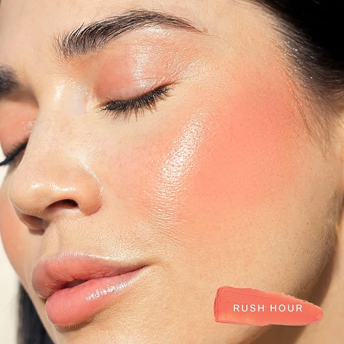 Tower 28 Beauty BeachPlease Cream Blush for Cheeks and Lips - Multi-Purpose Lip and Cheek Tint in Sun-Kissed Peach Blush - for Sensitive Skin – Color RUSH HOUR, Luminous Finish-BrightBean Baby