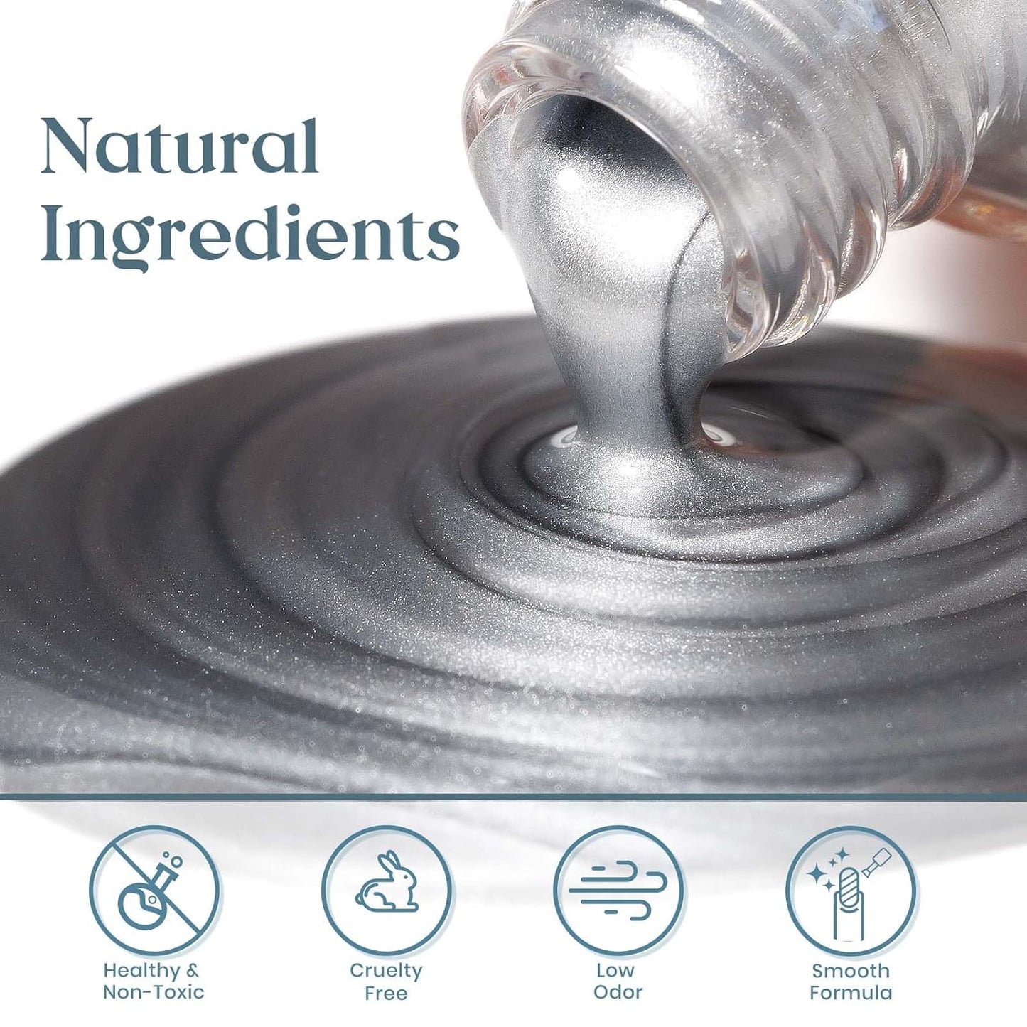 MIZHSE Silver Mirror Nail Polish, Quick Dry Metallic Nail Polish, Air Dry Fast Chrome Nail Lacquer Bright Color Oil-based Nail Art Manicure Home DIY-BrightBean Baby