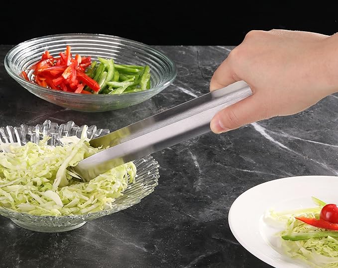 New Star Foodservice 42276 Restaurant-Grade Pom Tong, Stainless Steel, 9 inch, Set of 6, Silver