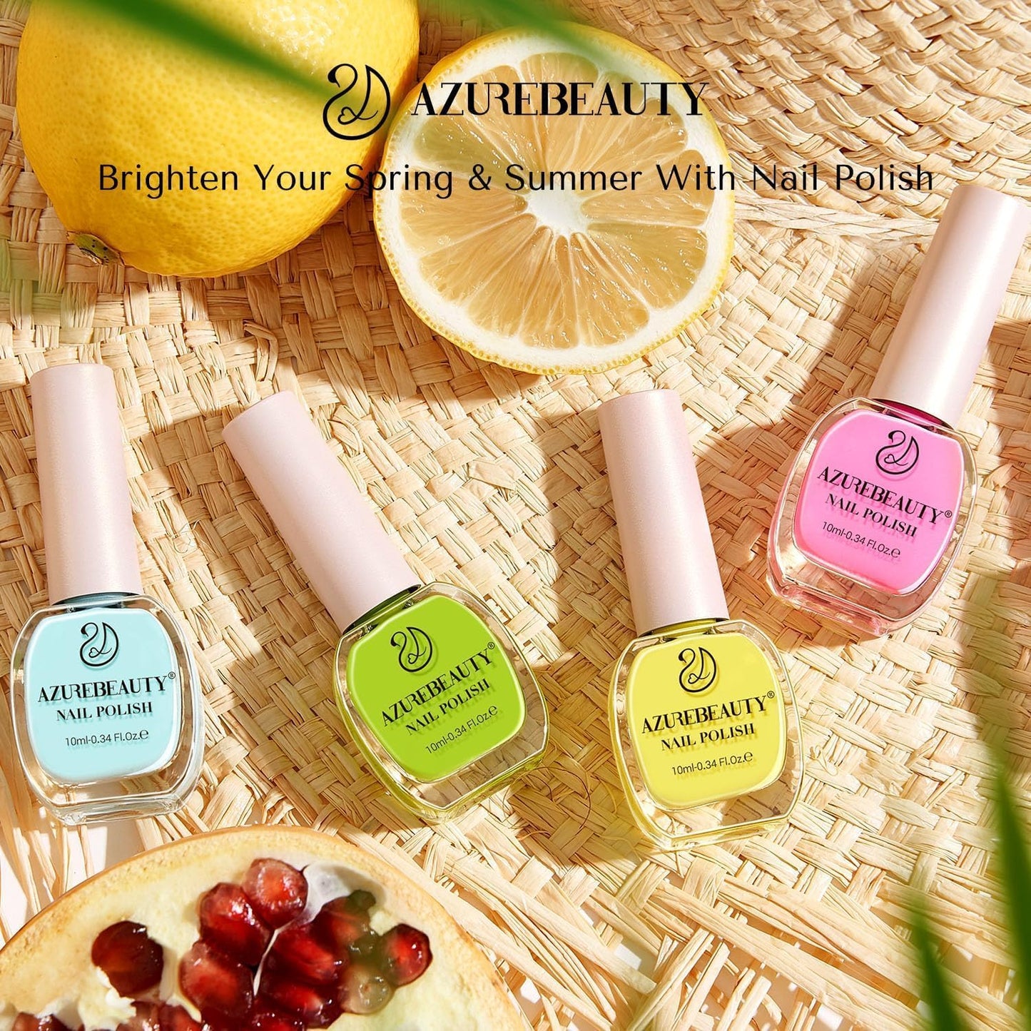 AZUREBEAUTY Nail Polish Set, 4 Colors Pastel Lime Green Yellow Pink Quick Dry Natural Nail Lacquer Strengthening Treatment Kit DIY Salon at Home-BrightBean Baby