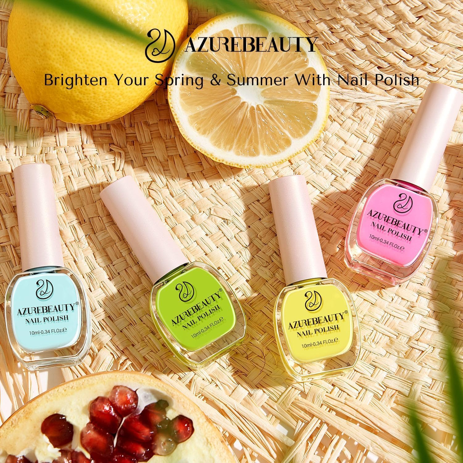 AZUREBEAUTY Nail Polish Set, 4 Colors Pastel Lime Green Yellow Pink Quick Dry Natural Nail Lacquer Strengthening Treatment Kit DIY Salon at Home-BrightBean Baby