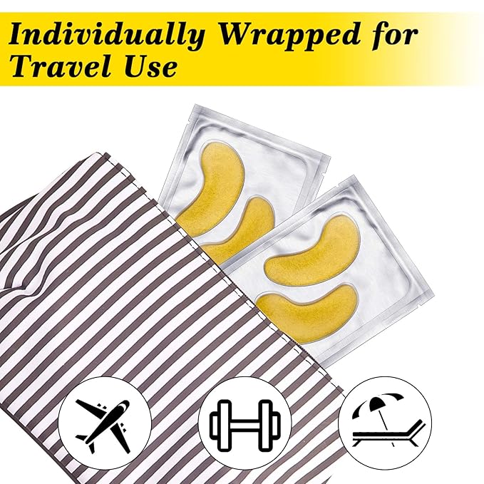 24K Gold Eye Mask, Anti-Aging Hydrolyzed Collagen and Hyaluronic Acid Under Eye Patches for Puffy Eyes & Bags, Dark Circles and Wrinkles, 16 pairs-BrightBean Baby