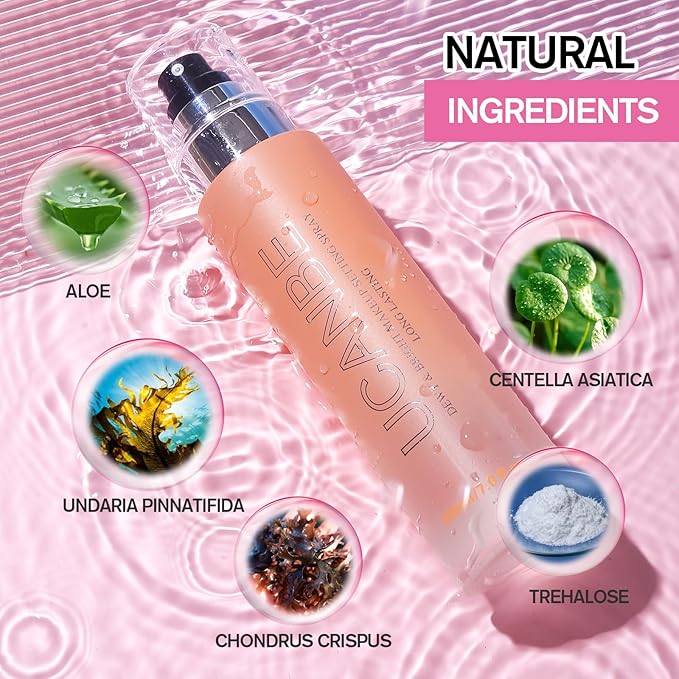 UCANBE Dewy Makeup Setting Spray, Moisturizing Finishing Spray Long Lasting Face Mist, Lightweight Hydrate Make Up Spray for Natural Glow, 7 Fl Oz Large Size-BrightBean Baby