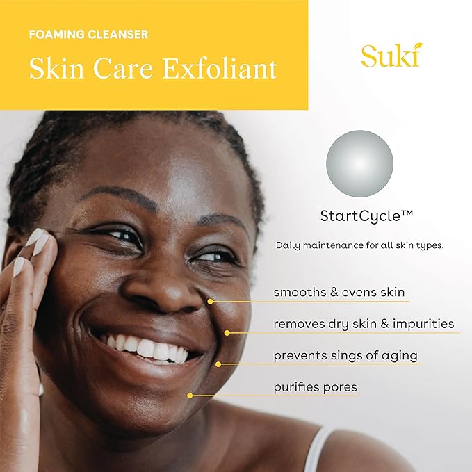Face Scrub Exfoliating Face Wash | Suki Skincare Exfoliate Foaming Cleanser, Gentle Daily Scrub with Colloidal Oat & Raw Sugar, Natural Deep Pore Cleaner & Microdermabrasion Facial Exfoliator 3.38 oz-BrightBean Baby