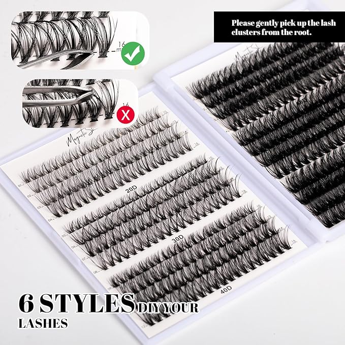Lash Clusters 480 Clusters D Curl 10-20mm False Eyelash 60D 80D 100D Thick Eyelash Extension 20D 30D 40D Individual Eyelashes Multi-Style DIY Lash Extensions for Beginners(20D-100D-D, 10-20MIX)-BrightBean Baby