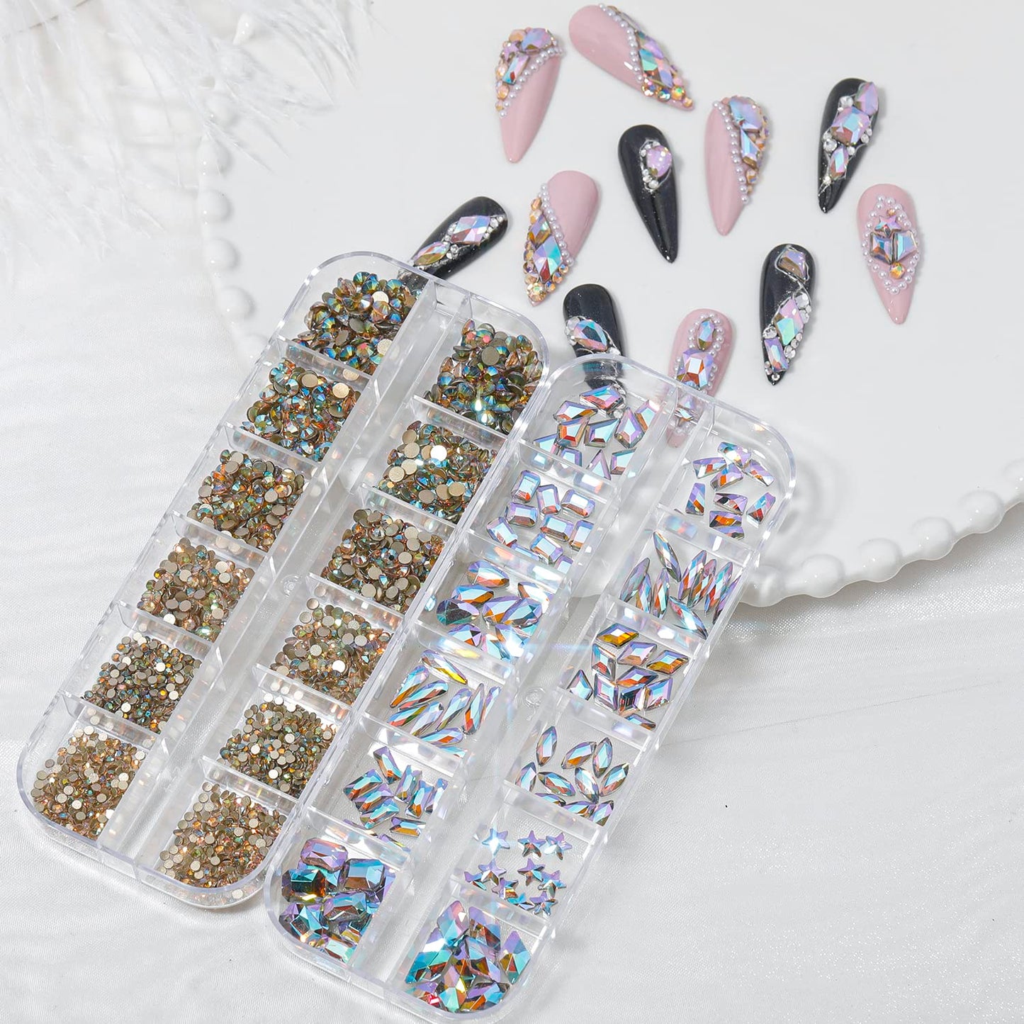 HNUIX Nail Rhinestones - 3D Multi Shape Size Crystal, Phantom Purple Nail Gems, Flat Back, with Kit, for Nail Art, DIY Decorations-BrightBean Baby