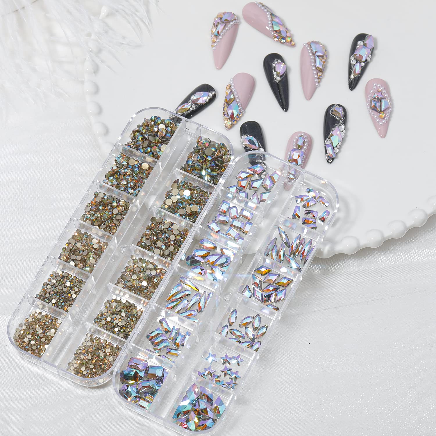 HNUIX Nail Rhinestones - 3D Multi Shape Size Crystal, Phantom Purple Nail Gems, Flat Back, with Kit, for Nail Art, DIY Decorations-BrightBean Baby