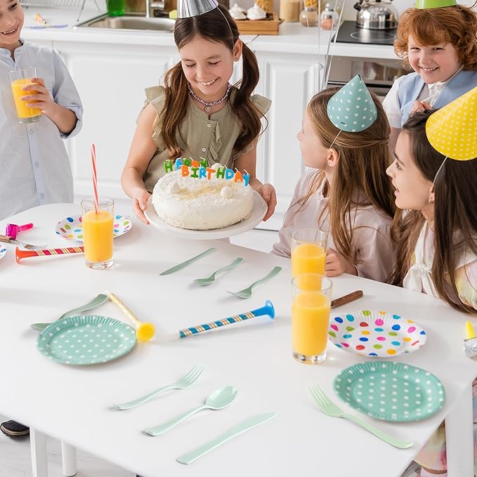 300 Pieces Sage Green Plastic Silverware Heavy Duty Plastic Cutlery Set Heavyweight Disposable Flatware Includes Spoons Forks Knifes for Birthday Party Prom Night Wedding Dinner