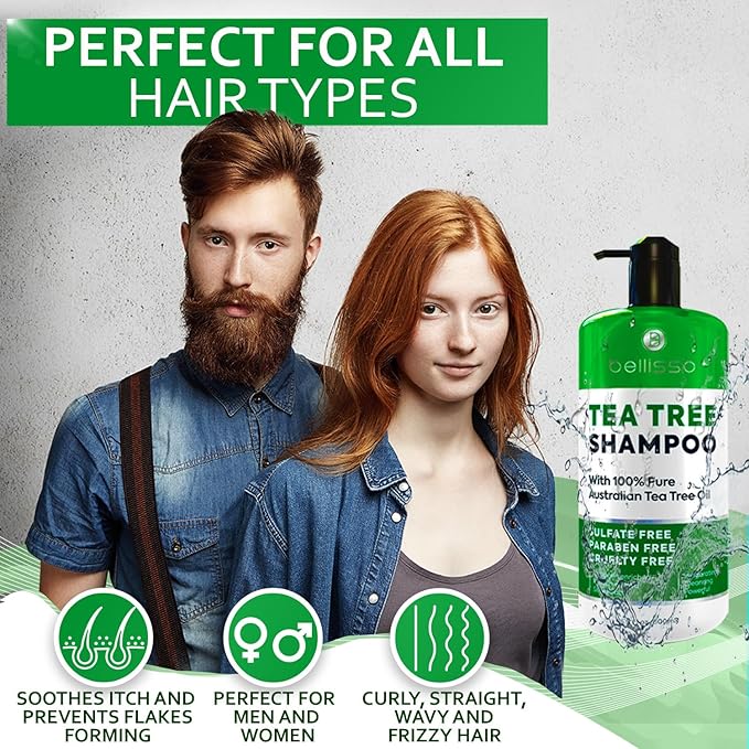 Tea Tree Oil Shampoo - Sulfate and Paraben Free with Collagen Keratin - Ideal for Women and Men with Oily Hair and Scalp Buildup - Anti Dandruff Treatment for Itchy, Dry Scalps – Salon Grade Products-BrightBean Baby
