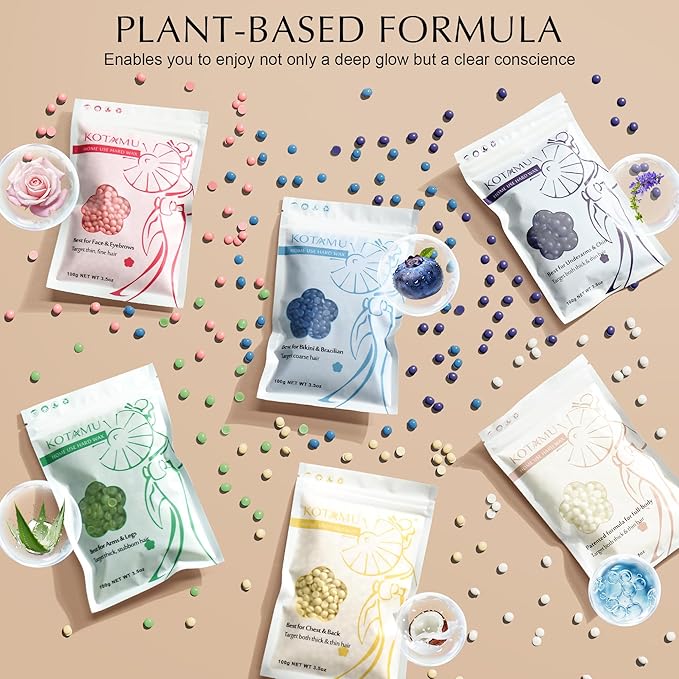 KOTAMU Waxing Kit for Women & Men, Professional Wax Warmer for Hair Removal with Silicone Pot, Wax Kit for Coarse Thick Fine Fuzzy Hair & Sensitive Skin, Waxing Warmer for Home Salon Use-BrightBean Baby