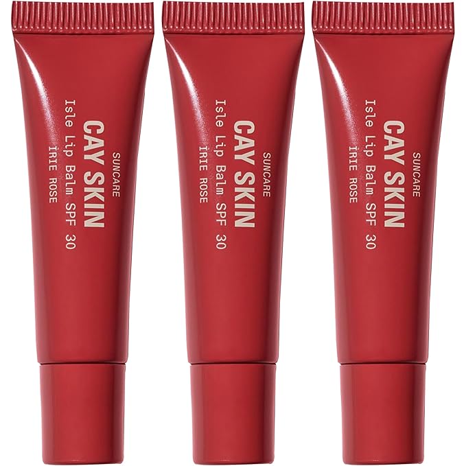 Cay Skin Isle Lip Balm SPF 30 – High Shine, Hydrating + Sheer Lip Gloss in Vanilla Brown Sugar Flavor – Formulated with Natural Ingredients for All Skin Tones – 3-Pack, Irie Rose-BrightBean Baby