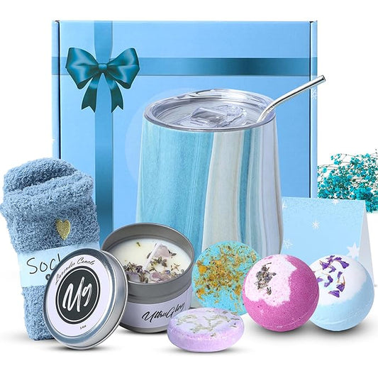 Spa Kit for Women - Spa birthday gifts for women - Relaxing Spa kit Basket- Self Care Package for women - lavender Relaxing Spa Gift Set - Spa Gift Set for Women, Sisters and Mothers Day-BrightBean Baby