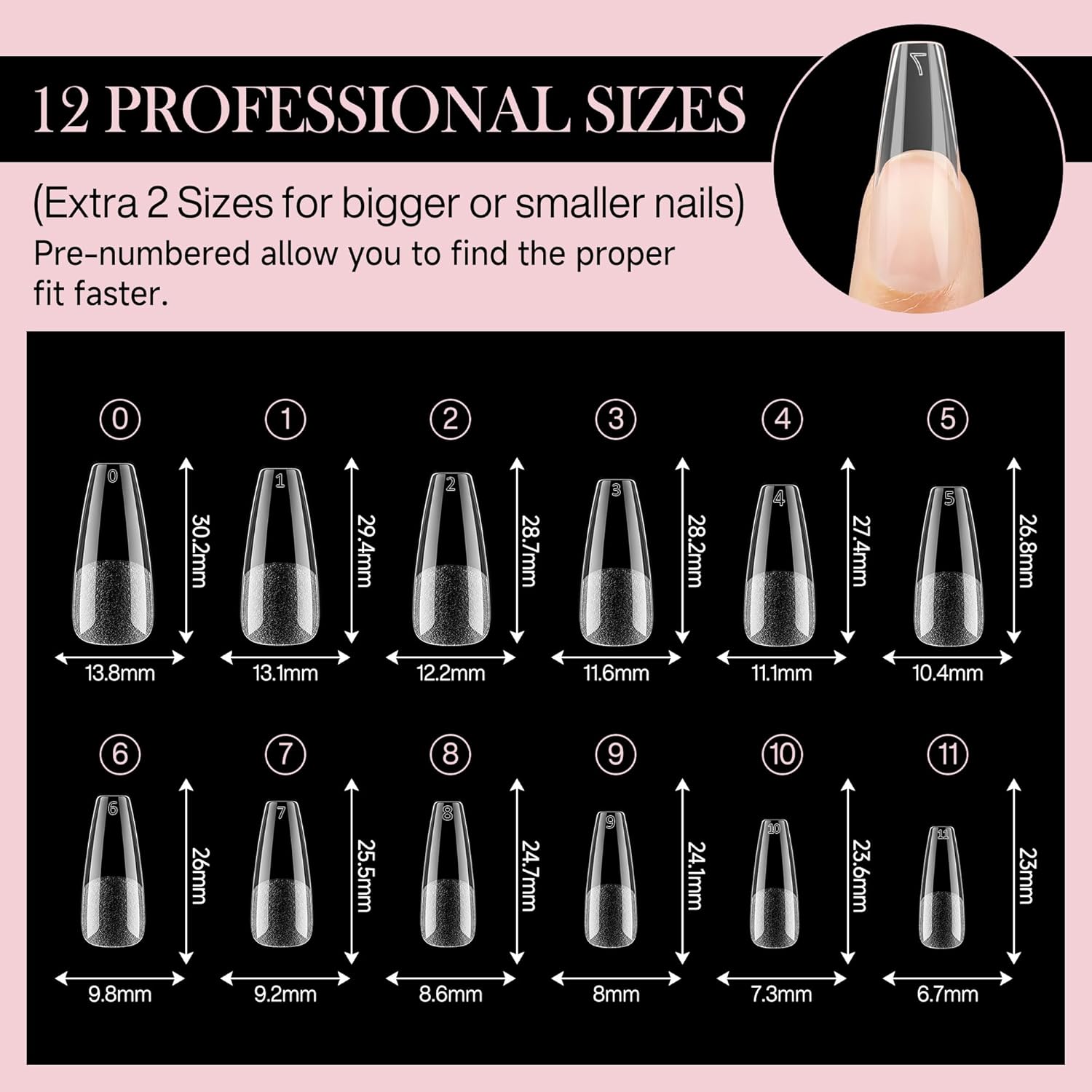 Long Coffin Nails Tips Half Matte 504pcs Long Coffin Nails Full Cover False Fake Press On Nails Easily DIY Art Salon Nail Extensions, 12 Sizes Luckyfairy-BrightBean Baby