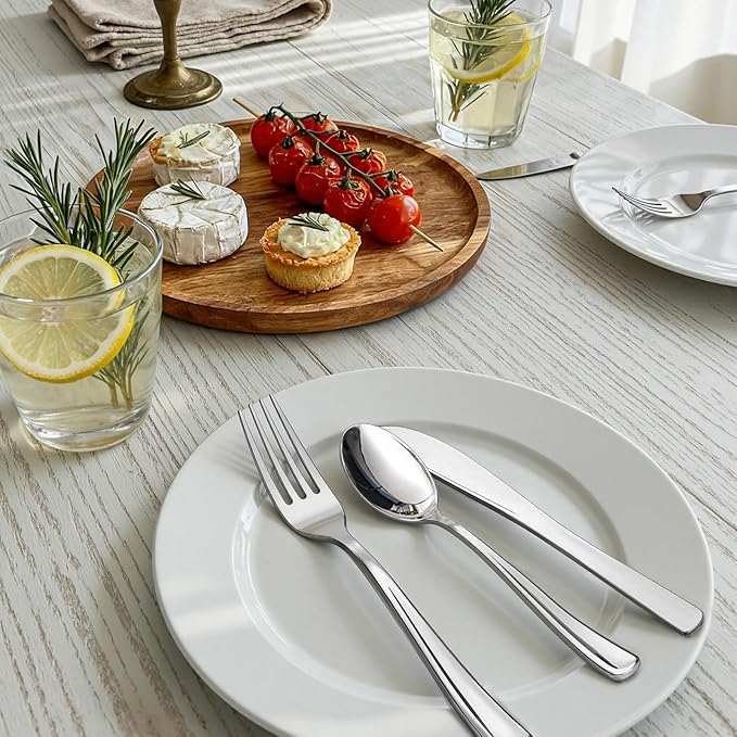 WDF 300 Pieces Silver Plastic Silverware - Plastic Silverware Heavy Duty - 100 Forks 100 Knives 100 Spoons - Disposable Silver Cutlery Perfect for Party/Wedding/Christmas