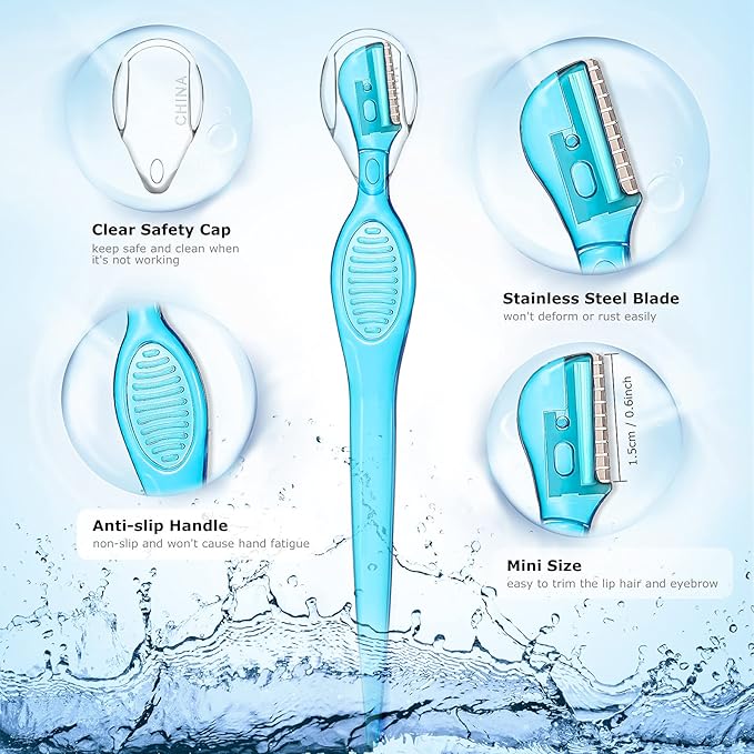 8 Pcs Small Eyebrow Razor for Women Portable Face Razors for Women Facial Hair Lip Trimmer Hair Shaving Removal Tool Dermaplaning Tool Eyebrow Shaver with Safety Cap for Makeup Face Care, 4 Colors