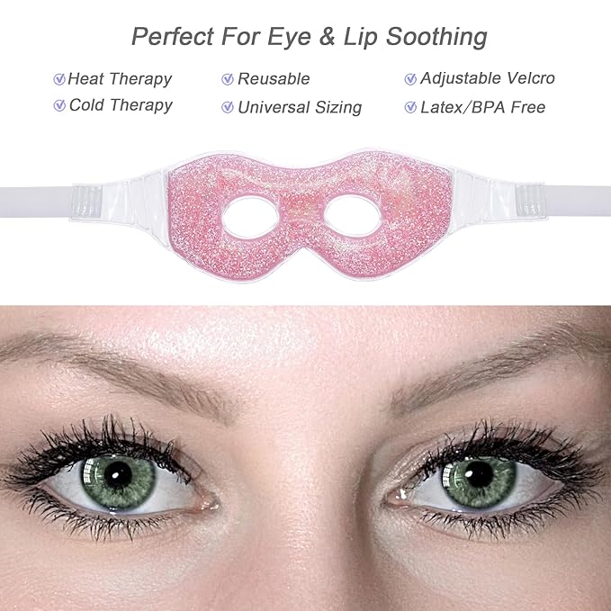 Ice Under Eye Patches Eye Mask Lip Care Gel Pads Treatment Mask Lip Mask, Cooling Eye Lip Gel Masks Cold Hot Therapy for Wrinkles Firming Swelling Cosmetic Bruising Reusable 7 Pack-BrightBean Baby