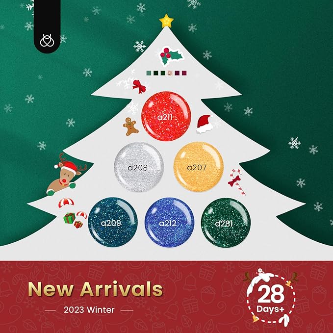 Beetles Glitter Gel Nail Polish, 6 Colors Red Green Gel Nail Polish Set Soak Off Uv LED Nail Lamp Reflective Glitter Nail Art DIY Home Nails Manicure Gifts for Women Her Girls-BrightBean Baby