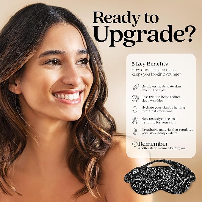 Pure Silk Sleep Mask [100% 6A Mulberry Silk, 22 Momme] Light Blocking Travel Essentials. Eye Masks for Sleeping. Black Oeko-Tex Blindfold. Eye Covers for Men & Women-BrightBean Baby