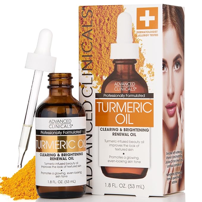 Advanced Clinicals Turmeric Oil Serum For Face | Facial Skin Care Serum With Jojoba + Coconut Oil To Improve Appearance Of Dark Spots & Uneven Skin Tone | Antioxidant Dry Skin Moisturizer, 1.8 Fl Oz-BrightBean Baby
