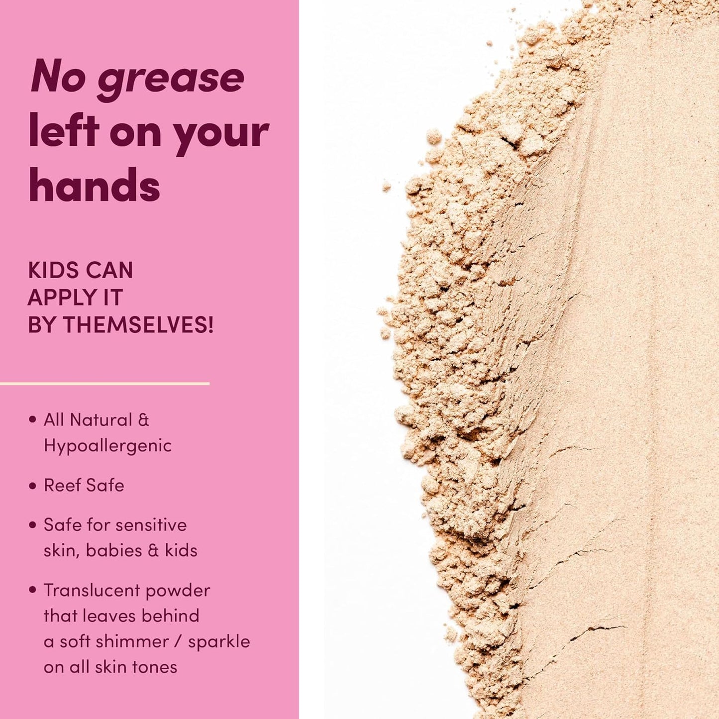 Bada Boom Bada Bling Shimmer Mineral Translucent Sunscreen Powder, Brush on SPF 50 and Sparkles-BrightBean Baby